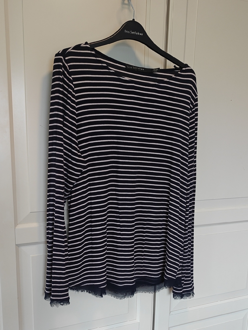 Iris Setlakwe Navy and White Striped Knit Top